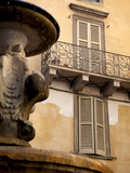 Shuttered Windows and Fountain  Bergamo  Lombardy  Italy  Europe