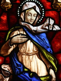 Stained Glass of the Virgin Mary  San Jeronimo's Church  Madrid  Spain  Europe