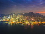 High View of the Hong Kong Island Skyline and Harbour at Sunset  Hong Kong  China  Asia
