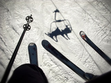 A View from the Ski Lift in Vail Colorado Showing Skis and Poles