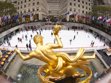 Ice Skating Rink Below the Rockefeller Centre Building on Fifth Avenue  New York City  New York  Un