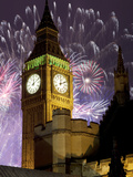 New Year Fireworks and Big Ben  Houses of Parliament  Westminster  London  England  United Kingdom 
