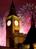 New Year Fireworks and Big Ben  Houses of Parliament  Westminster  London  England  United Kingdom 