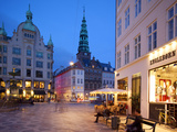 Nikolaj Church and Restaurants at Dusk  Armagertorv  Copenhagen  Denmark  Scandinavia  Europe
