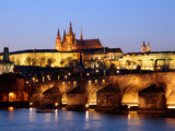 Prague Castle on the Skyline and the Charles Bridge over the River Vltava  UNESCO World Heritage Si