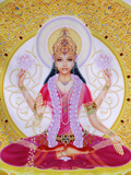 Picture of Lakshmi  Goddess of Wealth and Consort of Lord Vishnu  Sitting Holding Lotus Flowers  Ha