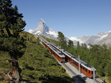 Gornergrat Railway in Front of the Matterhorn  Riffelberg  Zermatt  Valais  Swiss Alps  Switzerland