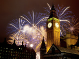 New Year Fireworks and Big Ben  Houses of Parliament  Westminster  London  England  United Kingdom 
