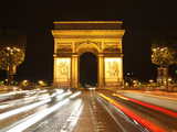 Arc De Triomphe and Champs Elysees at Night  Paris  France  Europe