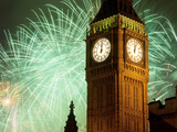 New Year Fireworks and Big Ben  Houses of Parliament  Westminster  London  England  United Kingdom 