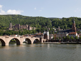 Old Bridge over the River Neckar  Old Town and Castle  Heidelberg  Baden-Wurttemberg  Germany  Euro