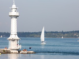 Leman Lake Lighthouse  Lake Geneva  Geneva  Switzerland  Europe