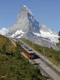 Gornergrat Railway in Front of the Matterhorn  Riffelberg  Zermatt  Valais  Swiss Alps  Switzerland