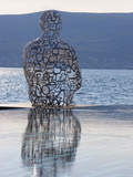 Sculpture of a Man Made of Letters at the Lido Mar Swimming Pool at the Newly Developed Marina in P
