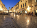 Looking Along Stradrun at Dusk  Old Town  Dubrovnik  Croatia  Europe