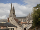 Cathedral Spires Seen over Old Houses  Sees  Lower Normandy  France  Europe