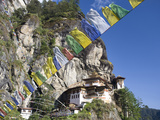Taktshang Goemba (Tiger's Nest Monastery) and Prayer Flags  Paro Valley  Bhutan  Asia