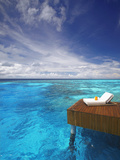 Sun Lounger and Jetty in Blue Lagoon  Maldives  Indian Ocean  Asia