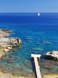 Jetty on the Beach and Boat  Rhodes  Dodecanese  Greek Islands  Greece  Europe