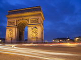 Traffic at the Arc De Triomphe at Night  Paris  France  Europe