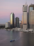 Catamaran Ferry on Brisbane River and City Centre  Brisbane  Queensland  Australia  Pacific