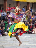 Monks Performing Traditional Masked Dance at the Wangdue Phodrang Tsechu  Wangdue Phodrang Dzong  W