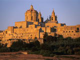 St Paul's Cathedral and City Walls  Mdina  Malta  Mediterranean  Europe