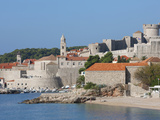 City Beach and View of Old Town  UNESCO World Heritage Site  Dubrovnik  Croatia  Europe