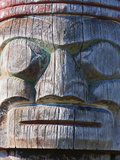Weathered Face on Totem Pole Outside the Maritime Museum  Vancouver  British Columbia  Canada  Nort