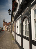 Historical Gothic Style Burgher Houses Along Kirchstrasse Street and Church of St Stephan  Tangerm