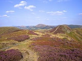 Views over Caradoc  Lawley and the Wrekin from the Long Mynd  Church Stretton Hills  Shropshire  En