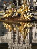 Fountain and Reflections in Pond at Linderhof Castle  Bavaria  Germany  Europe