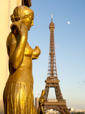 Statues of Palais De Chaillot and Eiffel Tower  Paris  France  Europe