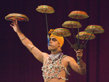 Man Performing the Raban Dance and Balancing Drums in a Tourist Show at the Kandyan Arts Associatio