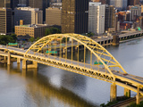 Pittsburgh Skyline and Fort Pitt Bridge over the Monongahela River  Pittsburgh  Pennsylvania  Unite