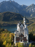 Romantic Neuschwanstein Castle and German Alps During Autumn  Southern Part of Romantic Road  Bavar