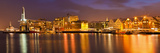 Arctic City of Tromso  Harbour  Port and Waterfront Warehouses  Panorama at Night  Tromso  Troms  N