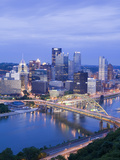 Pittsburgh Skyline and Fort Pitt Bridge over the Monongahela River  Pittsburgh  Pennsylvania  Unite