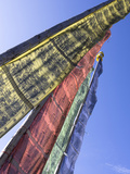 Prayer Flags Backlit by Evening Sun at Chendebji Chorten Between Wangdue Phodrang and Trongsa  Bhut