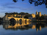 Pont St Benezet over the River Rhone  and Palais Des Papes  UNESCO World Heritage Site  Avignon  P