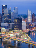 Pittsburgh Skyline and Fort Pitt Bridge over the Monongahela River  Pittsburgh  Pennsylvania  Unite
