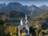 Romantic Neuschwanstein Castle and German Alps in Autumn  Southern Part of Romantic Road  Bavaria  