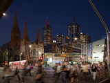 St Paul's Cathedral and Federation Square at Night  Melbourne  Victoria  Australia  Pacific