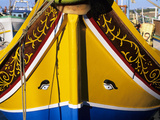 Bow of Traditional Maltese Luzzu Fishing Boat with the Eye of Osiris  Malta  Mediterranean  Europe