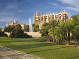 View from Parc De La Mar to the Almudaina Palace and Cathedral  Palma De Mallorca  Mallorca  Balear