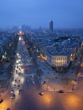 Avenue De La Grande Armee at Night with La Defense in the Distance from the Arc De Triomphe  Paris 