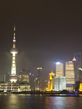 Pudong Financial District and Oriental Pearl Tower across the Huangpu River  Shanghai  China  Asia