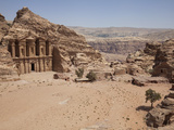 The Facade of the Monastery Carved into the Red Rock at Petra  UNESCO World Heritage Site  Jordan  