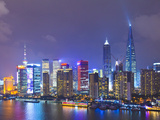 Pudong Skyline at Night across the Huangpu River  Shanghai  China  Asia