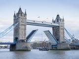 Tower Bridge Opening and River Thames  London  England  United Kingdom  Europe